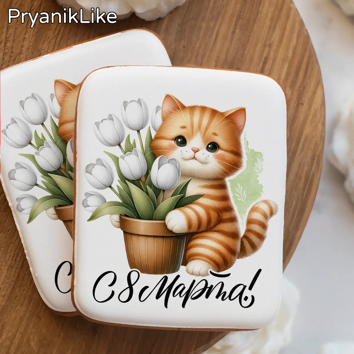 NEW Пряник прямоугольный с котиками (8-10 см.)